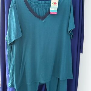 Fruit of the Loom Teal V-Neck Sleepwear Set